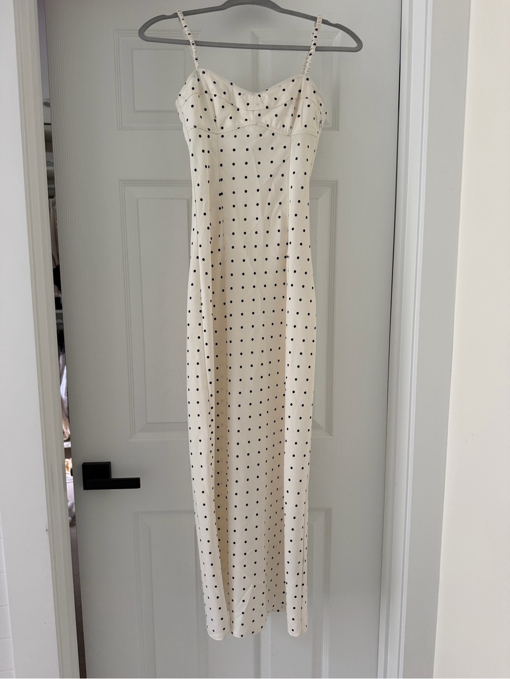 H&M Cream Maxi Slip Dress with Black Polka Dots